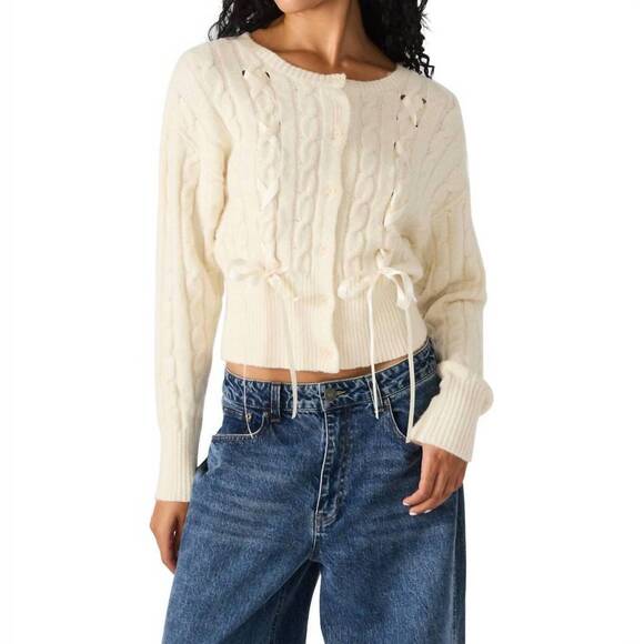 STEVE MADDEN Sweaters - NEW STEVE MADDEN saidee cable ribbon cardigan in cream